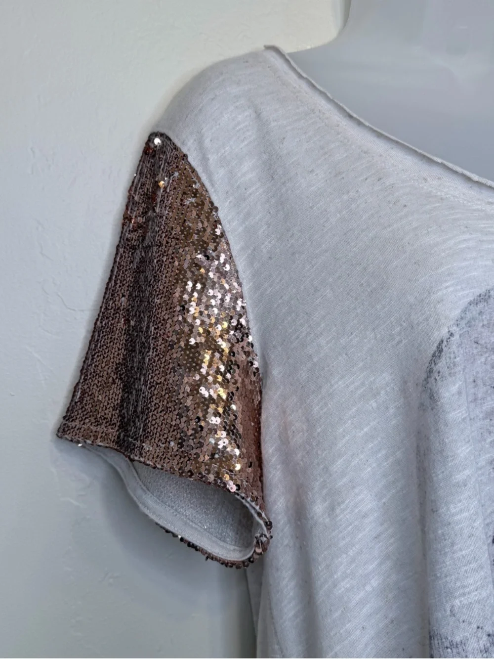 FP WTF | Biker Graphic Tee Short Sequin Sleeves Lightweight Burnout VSCO Shirt - Picture 8 of 14